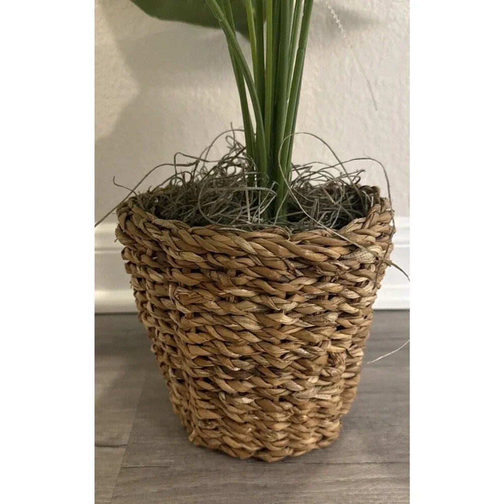 Faux Pothos Plant in Wicker/Rattan Basket 30” New